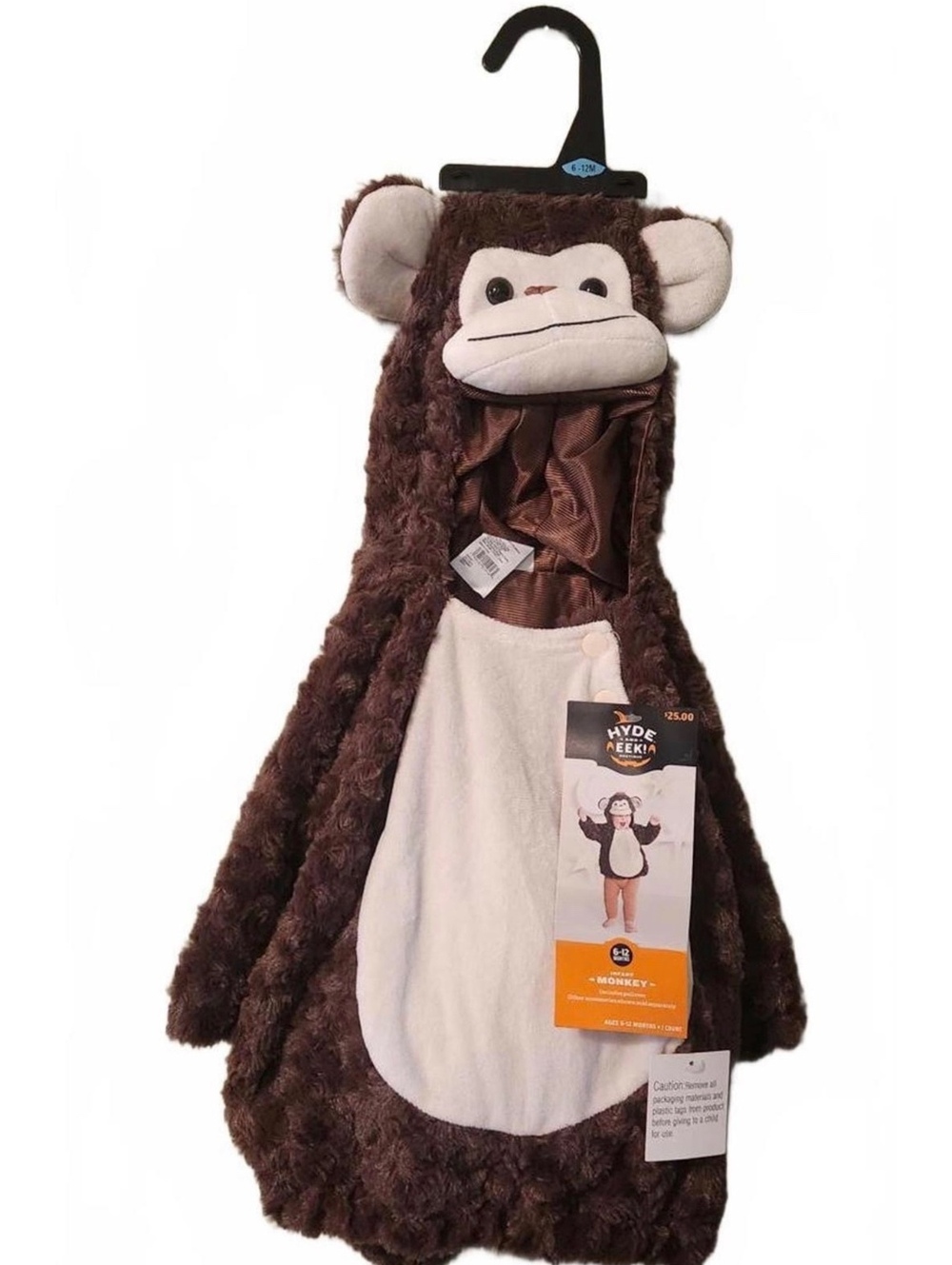 Hyde and Eek Infant Monkey Costume Pullover Size 0-6 Months Halloween
